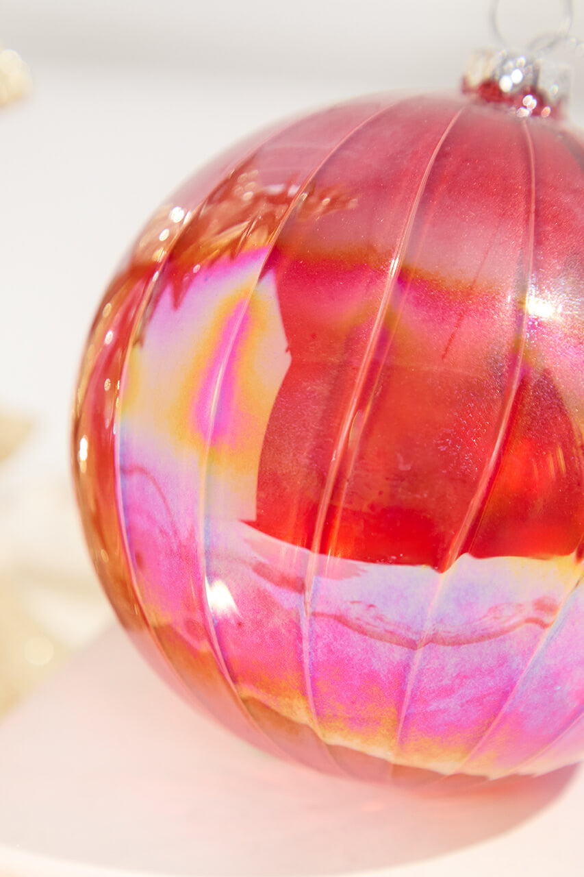 4 Inch Red Luster Ball Ornament