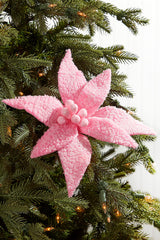 20” x 12" Sugared Cotton Candy Poinsettia Stem