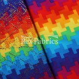 Pixel Pop Nylon Spandex Fabric - Rainbow Pixel Pattern, Multicolor, 58/60" Width (1 Yard)