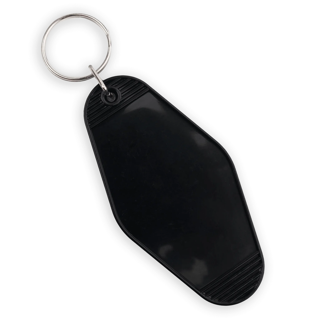 Retro Motel Keychain with Silver Ring - Black (4 per Set)