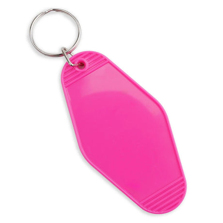 Retro Motel Keychain with Silver Ring - Hot Pink (4 per Set)