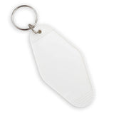 Retro Motel Keychain with Silver Ring - White (4 per Set)