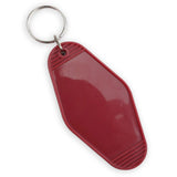 Retro Motel Keychain with Silver Ring - Wine Red (4 per Set)