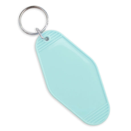 Retro Motel Keychain with Silver Ring - Light Blue (4 per Set)