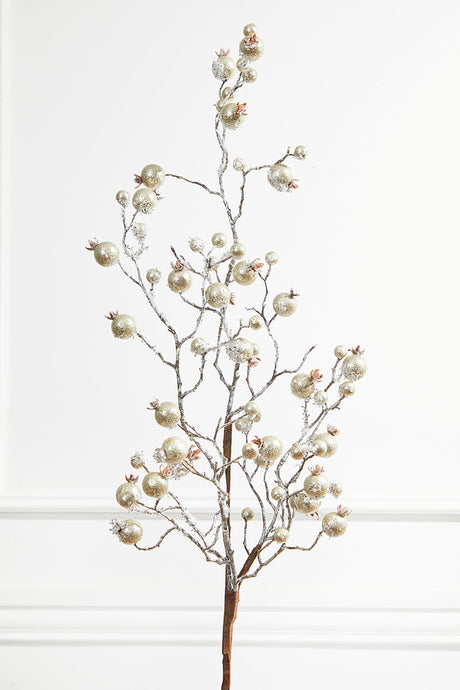 38” Platinum Gilded Frosted Crabapple Christmas Spray