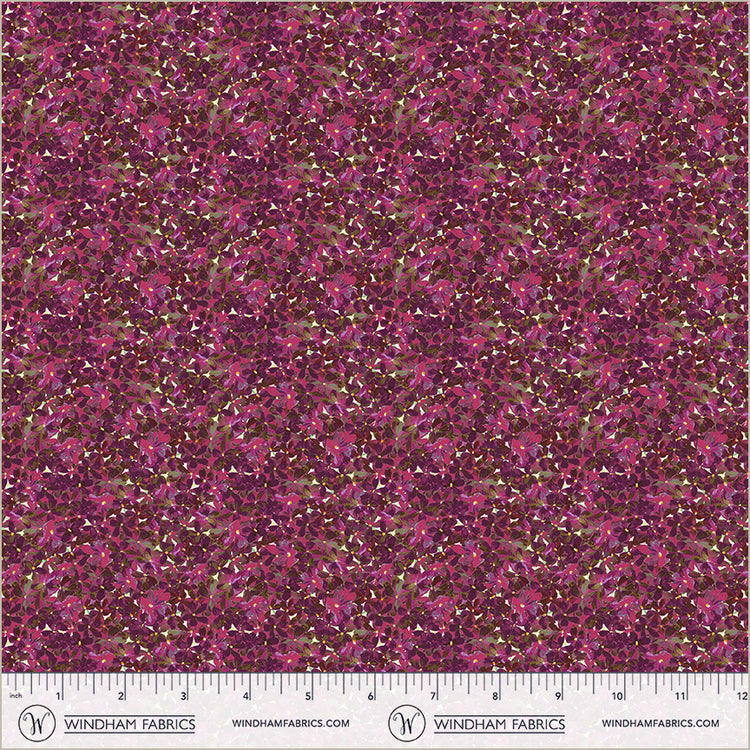 Cotton Print Plum Flowerbed Midnight Blooms Fabric