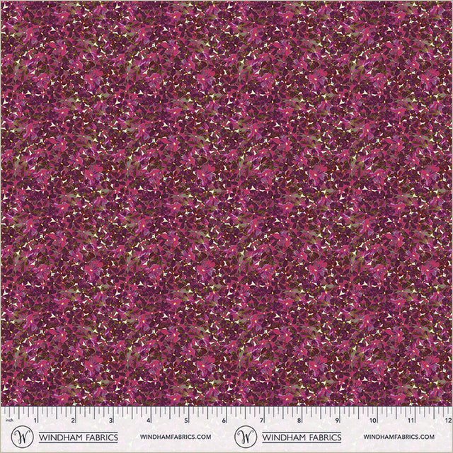Cotton Print Plum Flowerbed Midnight Blooms Fabric
