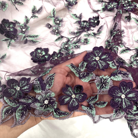 3D Beaded Floral Lace Fabric