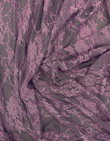 Plum Stretch Lace Nylon Spandex Fabric - Shimmery Floral Lace, 58/60" Width (1 Yard)