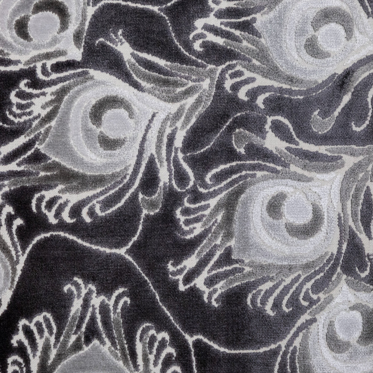 Cut Velvet Upholstery Fabric Plumage Feather Pattern