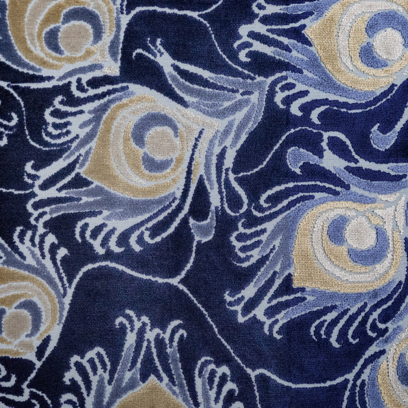 Cut Velvet Upholstery Fabric Plumage Feather Pattern