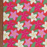 Swim Knit Nylon Spandex Plumeria Orange Floral