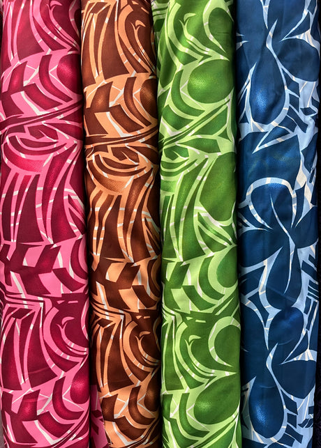 Plumeria Flower Polyester Fabric - Floral Print, 60" Width (1 Yard)