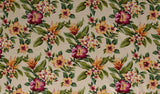 Plumeria Hibiscus Banana Leaf 100 Percent Cotton Fabric - Black, Beige Tropical Floral Print, 56"-58" Width (1 Yard)