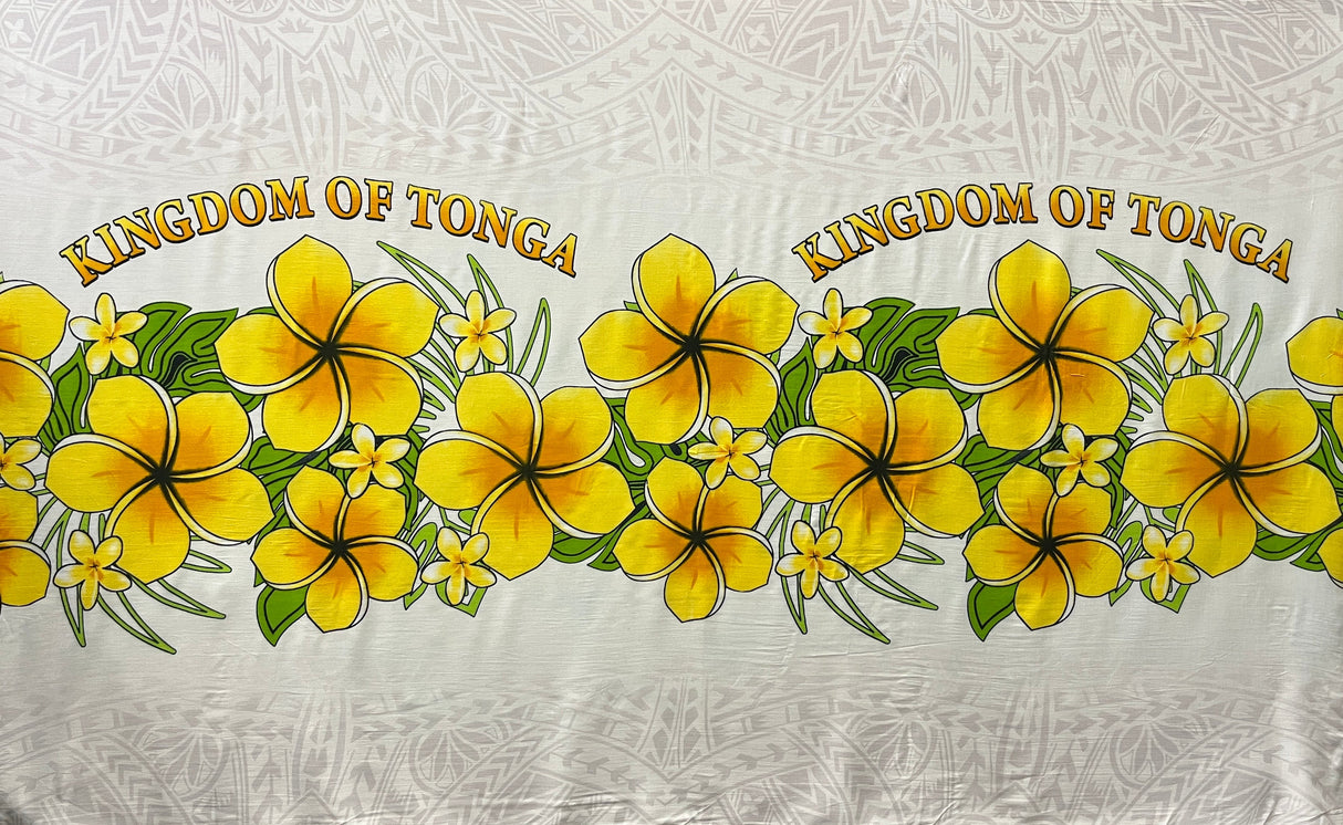 Plumeria Kingdom Of Tonga Rayon Fabric - Plumeria Floral Border, 70" L X 44" W (1 Piece)
