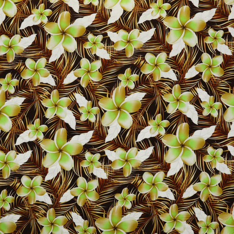Rayon Fabric Plumeria Palm Print