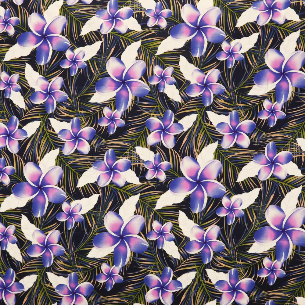 Rayon Fabric Plumeria Palm Print