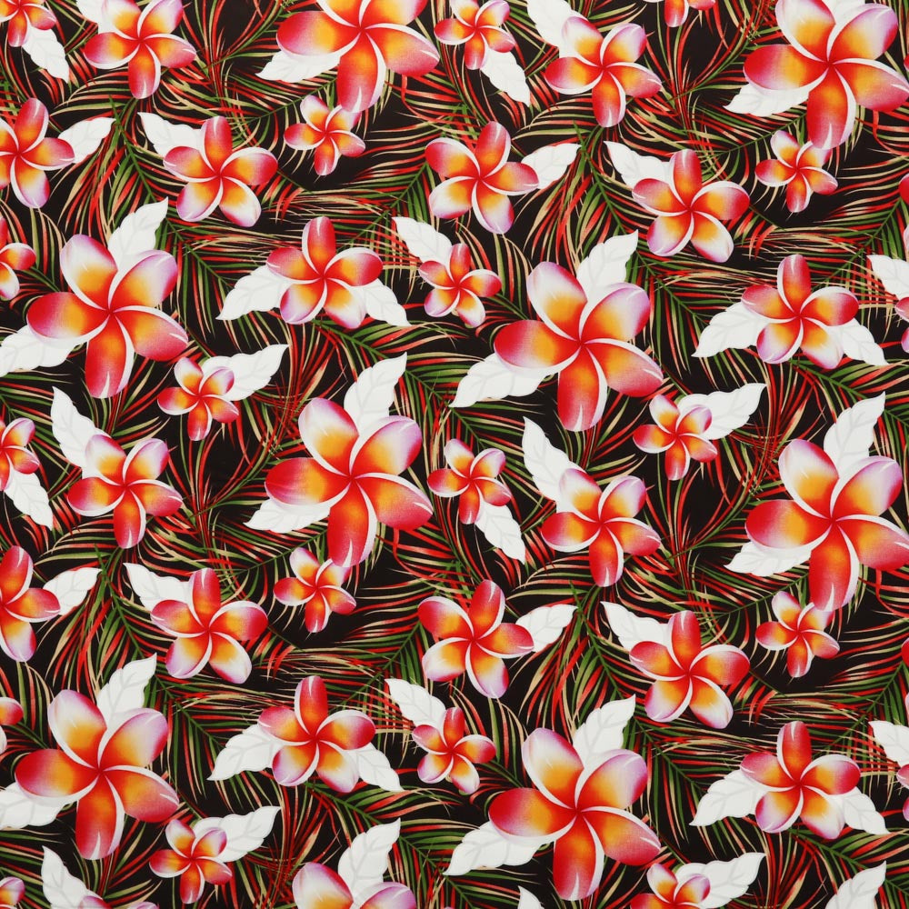 Rayon Fabric Plumeria Palm Print