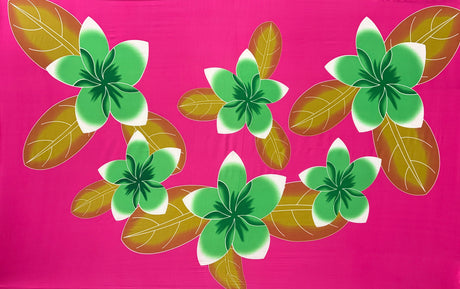 Plumeria Polyester Fabric - Hot Pink Plumeria Flower Print, 67" L X 44" W (1 Piece)