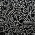 Plumeria Tribal Design Peachskin Fabric - Polynesian Hibiscus And Plumeria Floral Border Print, 44/45" Width (1 Yard)