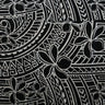 Plumeria Tribal Design Peachskin Fabric - Polynesian Hibiscus And Plumeria Floral Tribal Print, 44/45" Width (1 Yard)