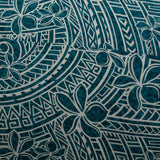 Plumeria Tribal Design Peachskin Fabric - Polynesian Hibiscus And Plumeria Floral Border Print, 44/45" Width (1 Yard)