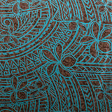 Plumeria Tribal Design Peachskin Fabric - Polynesian Hibiscus And Plumeria Floral Border Print, 44/45" Width (1 Yard)