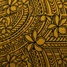 Plumeria Tribal Design Peachskin Fabric - Polynesian Hibiscus And Plumeria Floral Border Print, 44/45" Width (1 Yard)