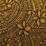 Plumeria Tribal Design Peachskin Fabric - Polynesian Hibiscus And Plumeria Floral Tribal Print, 44/45" Width (1 Yard)