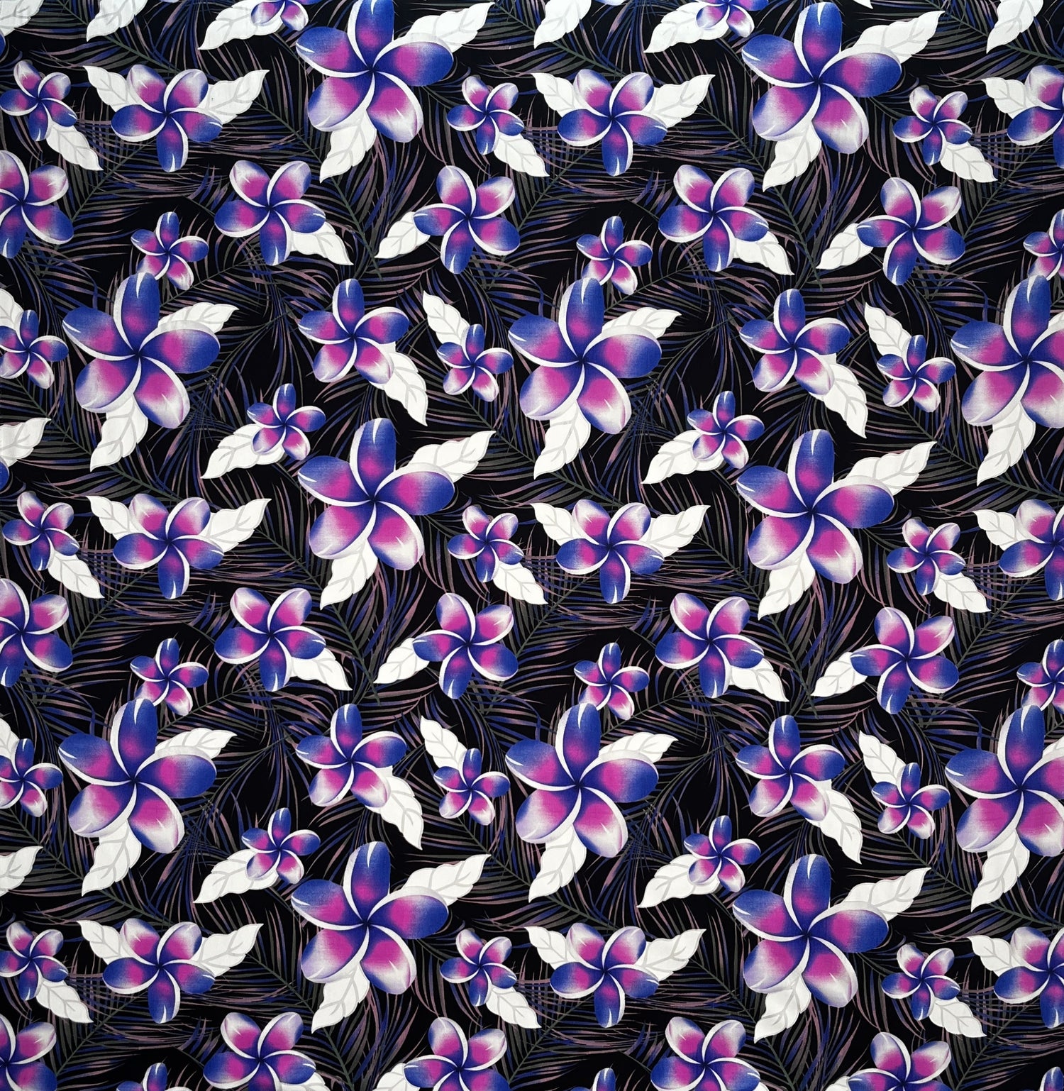 Plumeria Tropical Leaves Print Rayon Poplin Fabric - Red/Orange/Pink, 36" Width (1 Yard)
