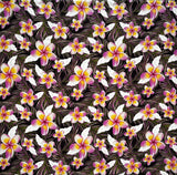 Plumeria Tropical Leaves Print Rayon Poplin Fabric - Red/Orange/Pink, 36" Width (1 Yard)