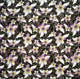Rayon Poplin Fabric Plumeria Tropical Leaves Print