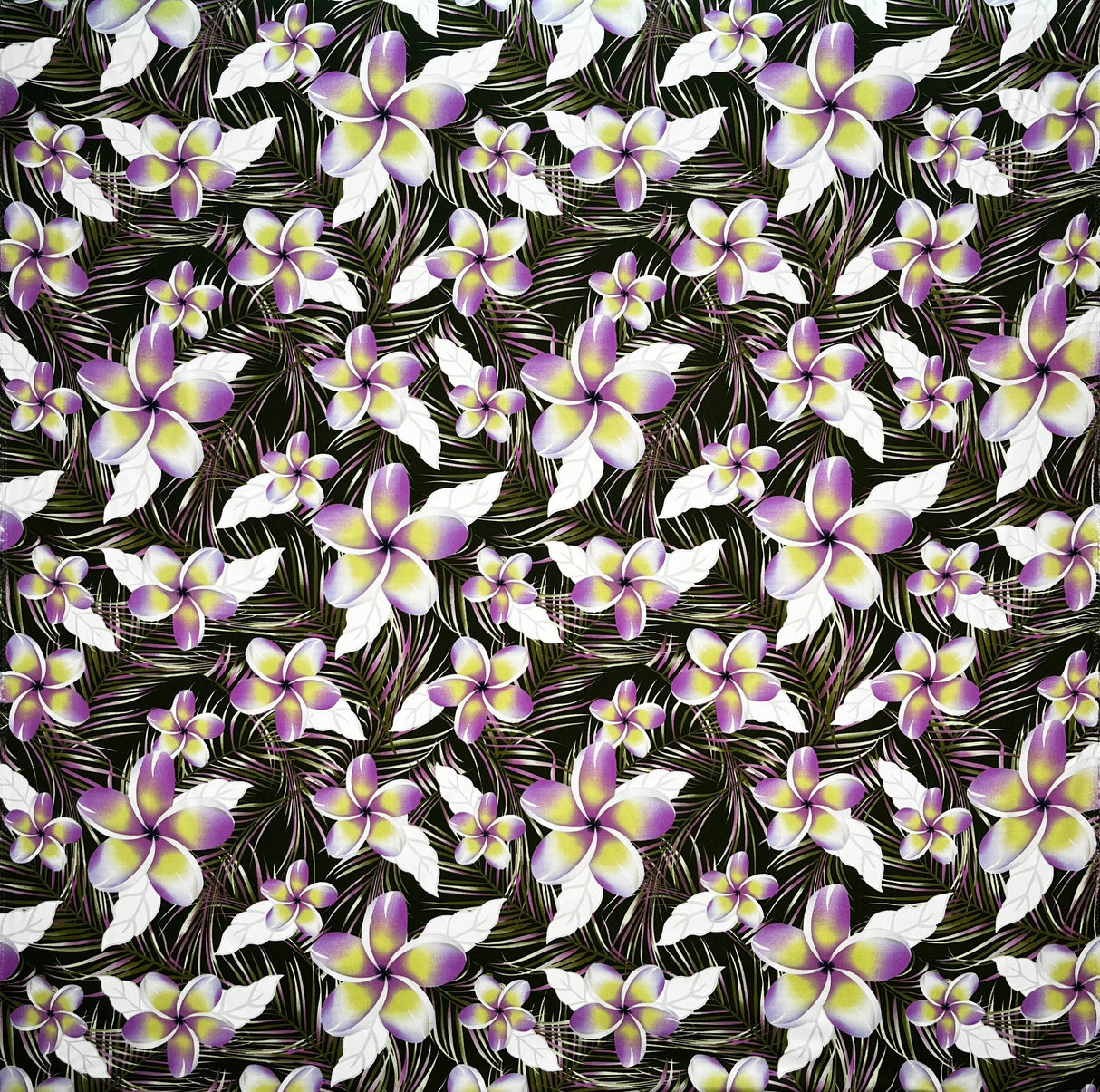 Plumeria Tropical Leaves Print Rayon Poplin Fabric - Red/Orange/Pink, 36" Width (1 Yard)