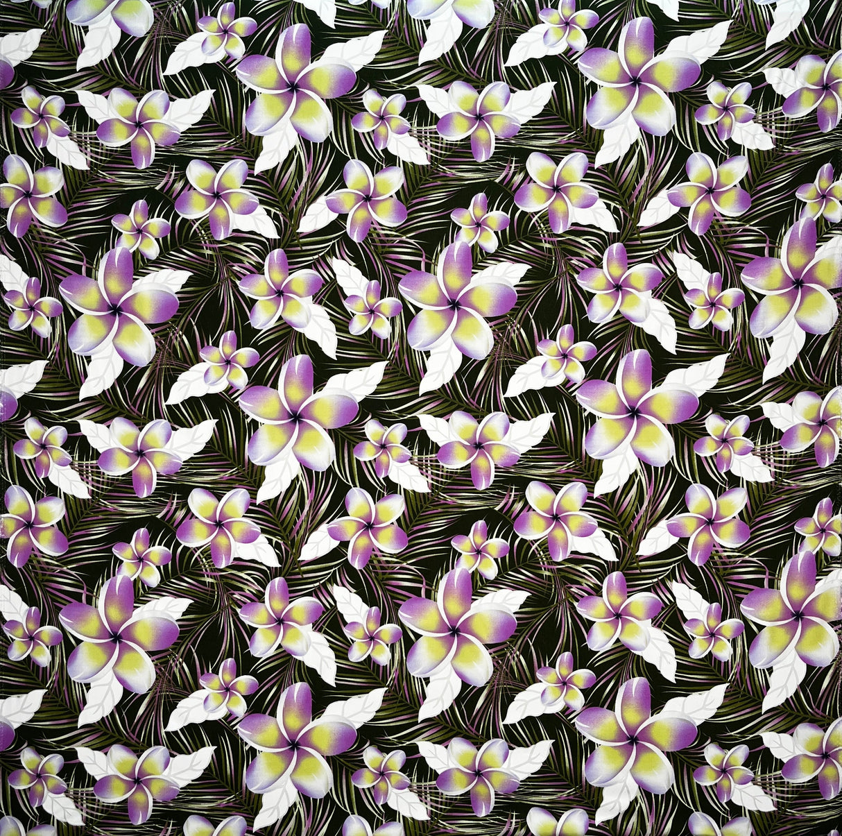 Plumeria Tropical Leaves Print Rayon Poplin Fabric - Red/Orange/Pink, 36" Width (1 Yard)