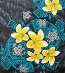 Peachskin Fabric Plumeria Turtles Tribal Design