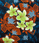 Peachskin Fabric Plumeria Turtles Tribal Design