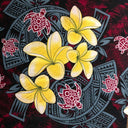 Peachskin Fabric Plumeria Turtles Tribal Design