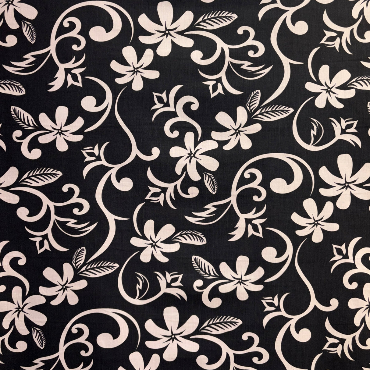 Plumeria Vine Poly Cotton Fabric - Tropical Floral Print, 45" Width (1 Yard)