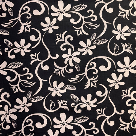 Plumeria Vine Poly Cotton Fabric - Tropical Floral Print, 45" Width (1 Yard)