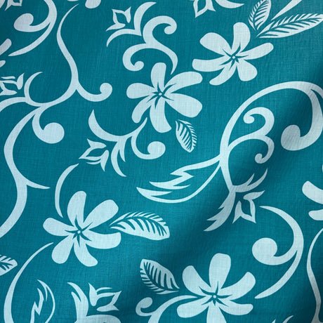Plumeria Vine Poly Cotton Fabric - Tropical Floral Print, 45" Width (1 Yard)