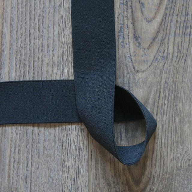 Black 1.5 Inch Wide Double Sided Plush Elastic