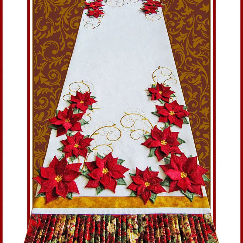 Machine Embroidery Poinsettia Table Runner