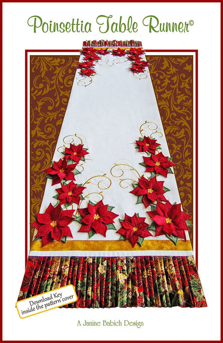 Machine Embroidery Poinsettia Table Runner