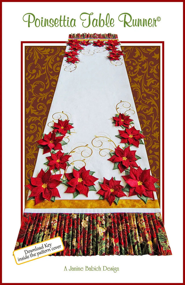 Machine Embroidery Poinsettia Table Runner