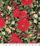 Quilting Cotton Poinsettia Medallion Metallic Christmas Fabric