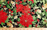 Quilting Cotton Poinsettia Medallion Metallic Christmas Fabric