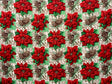Poinsettia Pine Holiday Plaid Polyester Fabric - Red Poinsettias, Pinecones, Green Plaid, 58" Width (1 Yard)