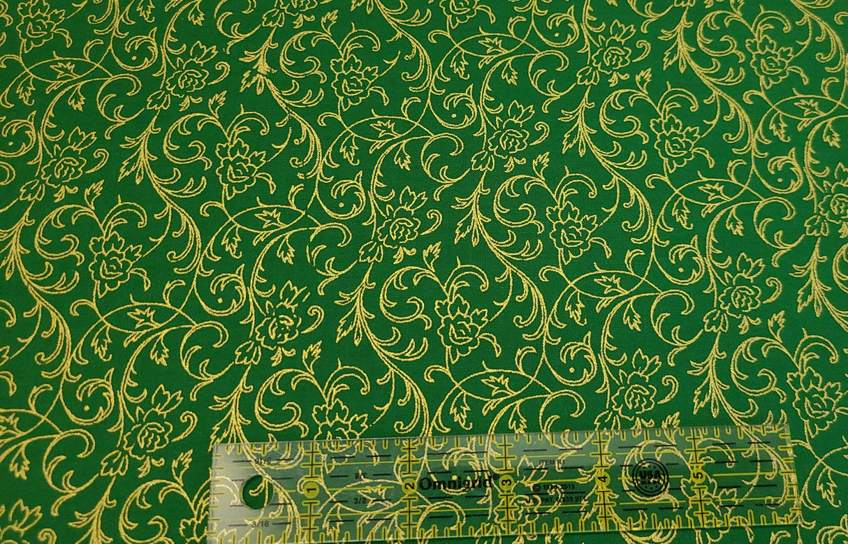 Quilting Cotton Poinsettias Metallic Christmas Robert Kaufman