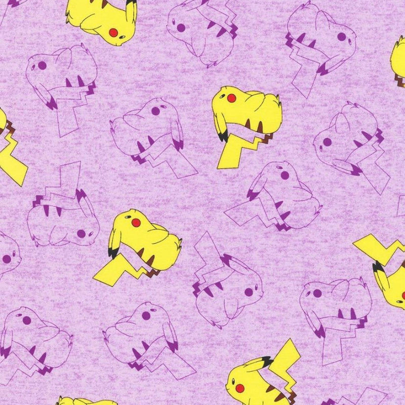 Quilting Cotton Pokémon Pikachu Heather Print Robert Kaufman