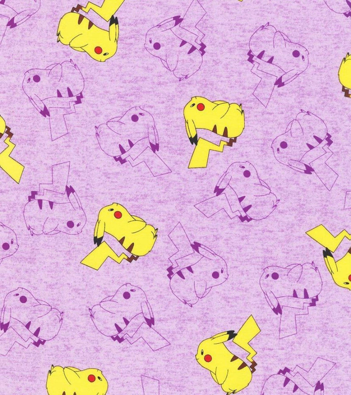 Quilting Cotton Pokémon Pikachu Heather Print Robert Kaufman